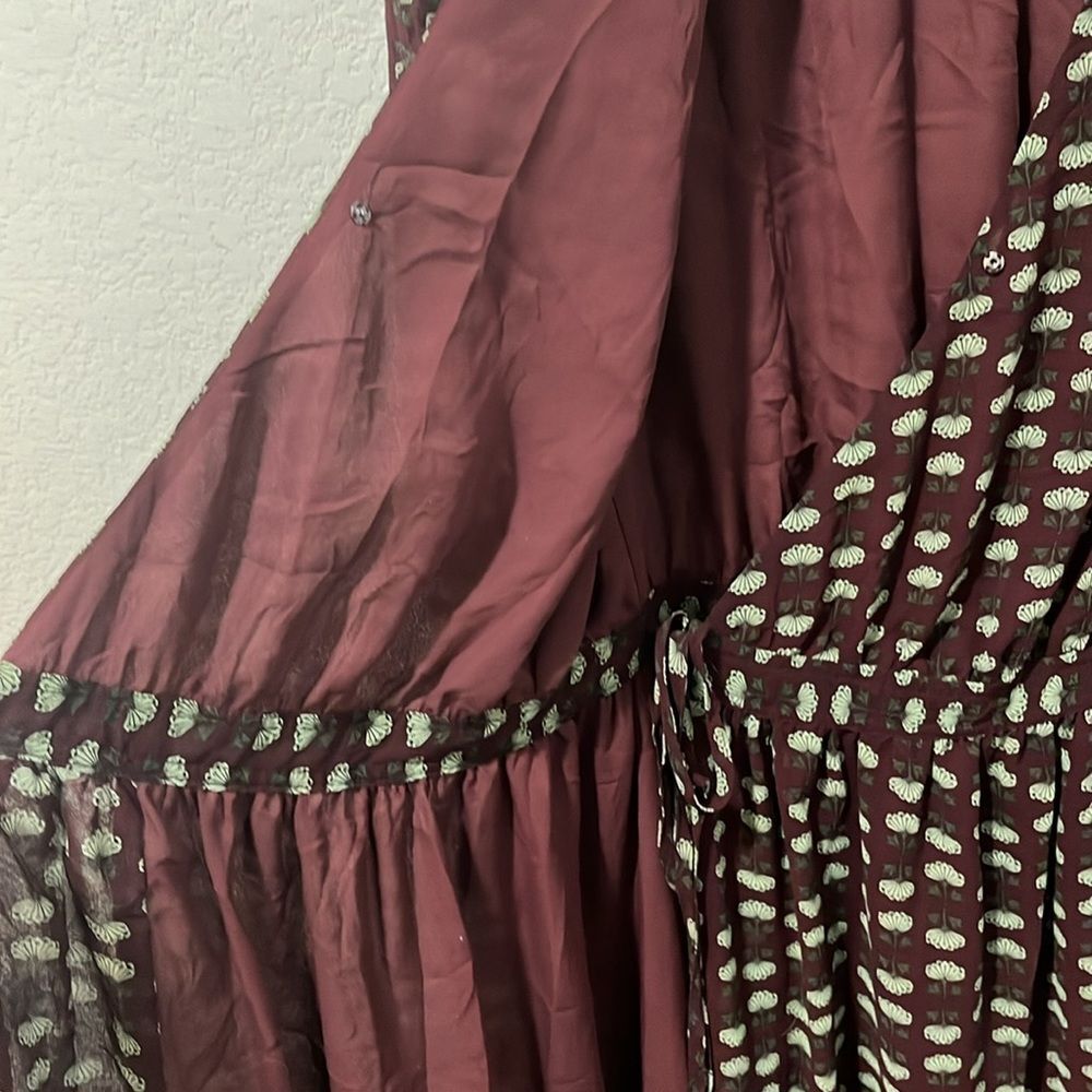 SCOTCH & SODA Atelier 4 Maroon Floral High-Low Wrap Dress, Size M - Picture 11 of 13